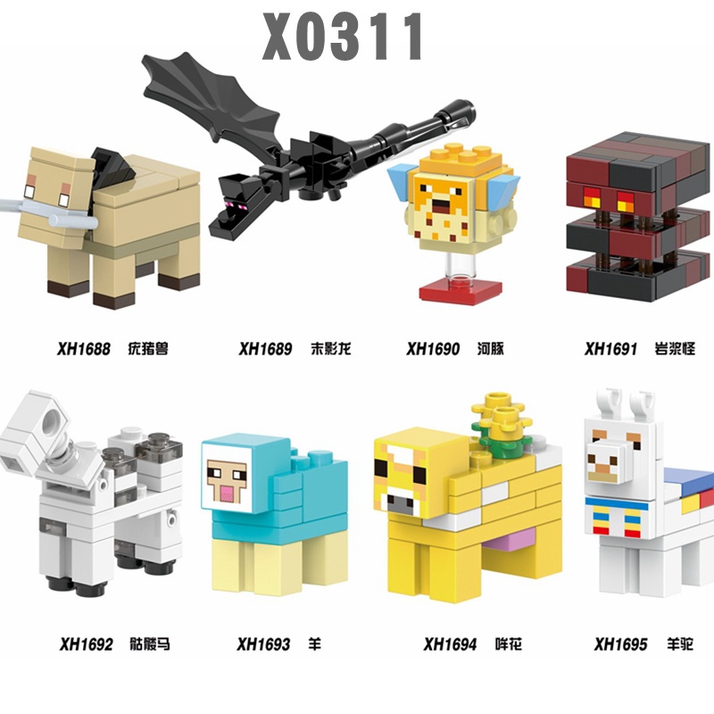 8pcs Set My World Skull Horse Ender Dragon Pufferfish Building Blocks Education Kids Toys X0311 Shopee Malaysia