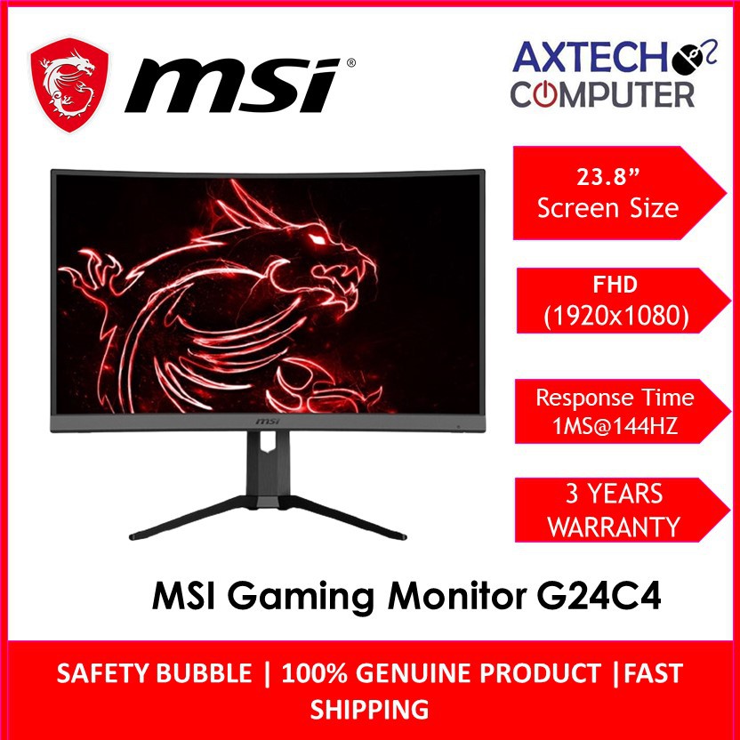 Msi optix g24c4 24 inch full hd 144hz freesync curved gaming monitor ...