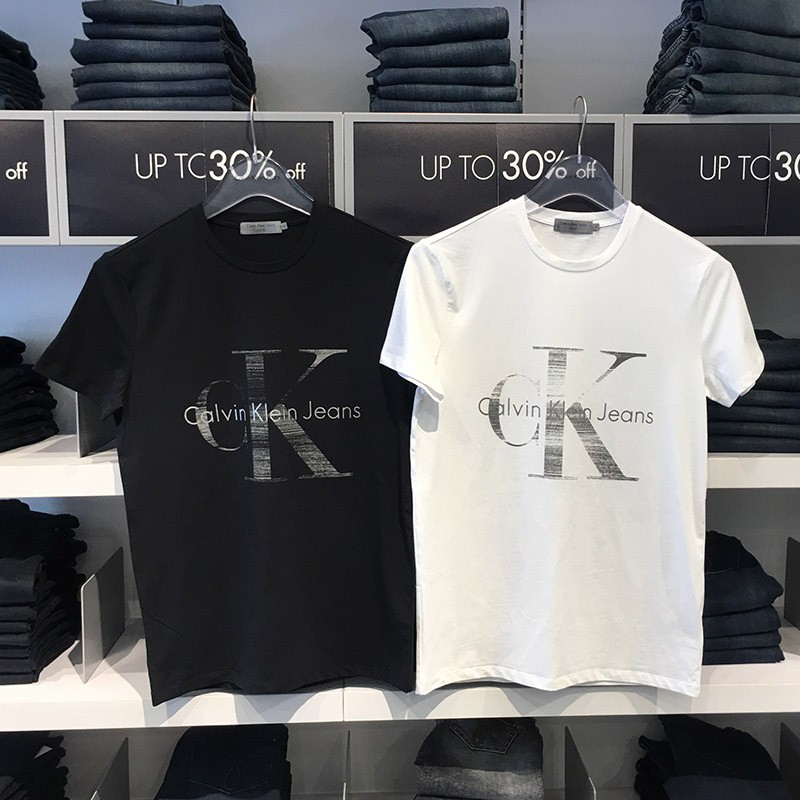 ORIGINAL Calvin Klein CK Cotton METALLIC MONOGRAM Logo Print T Shirt Men  Regular Fit Baju Lelaki | Shopee Malaysia
