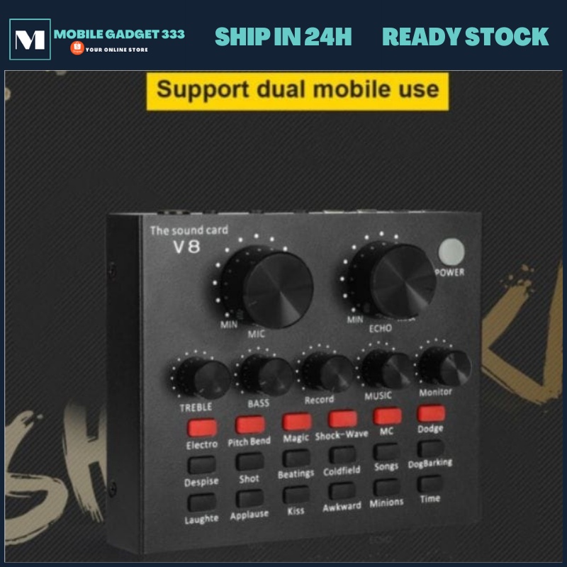 V8 Sound Card Multi-functional Live USB Microphone Adjustable Volume  Multiple Funny Sound Card Effect Live Broadcast Mic | Shopee Malaysia