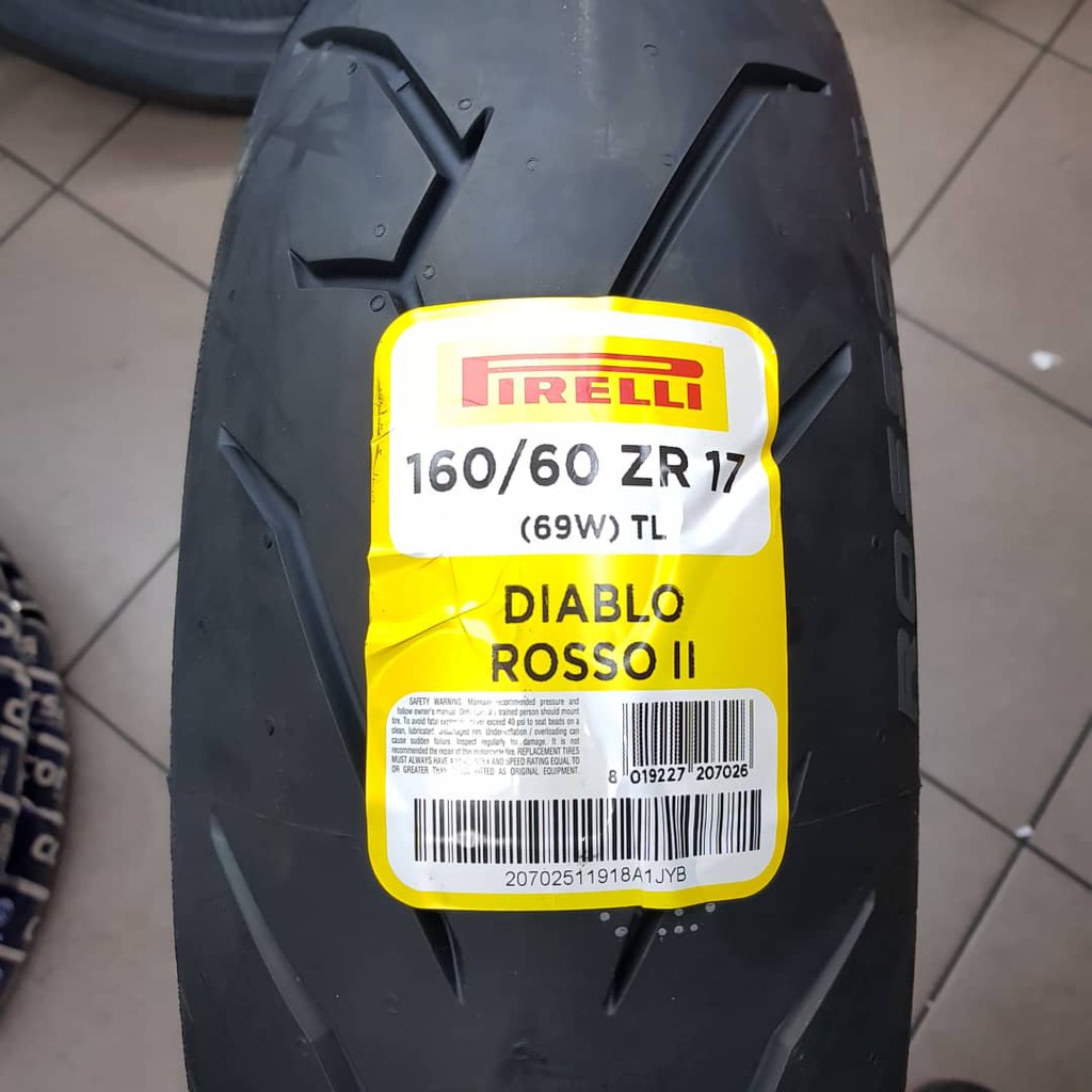 Original Pirelli Diablo Rosso 2 Tubeless Tyre Tayar Racing Besar 160 60zr17 160 60r17 160 60 17 160 60 17 R25 Shopee Malaysia