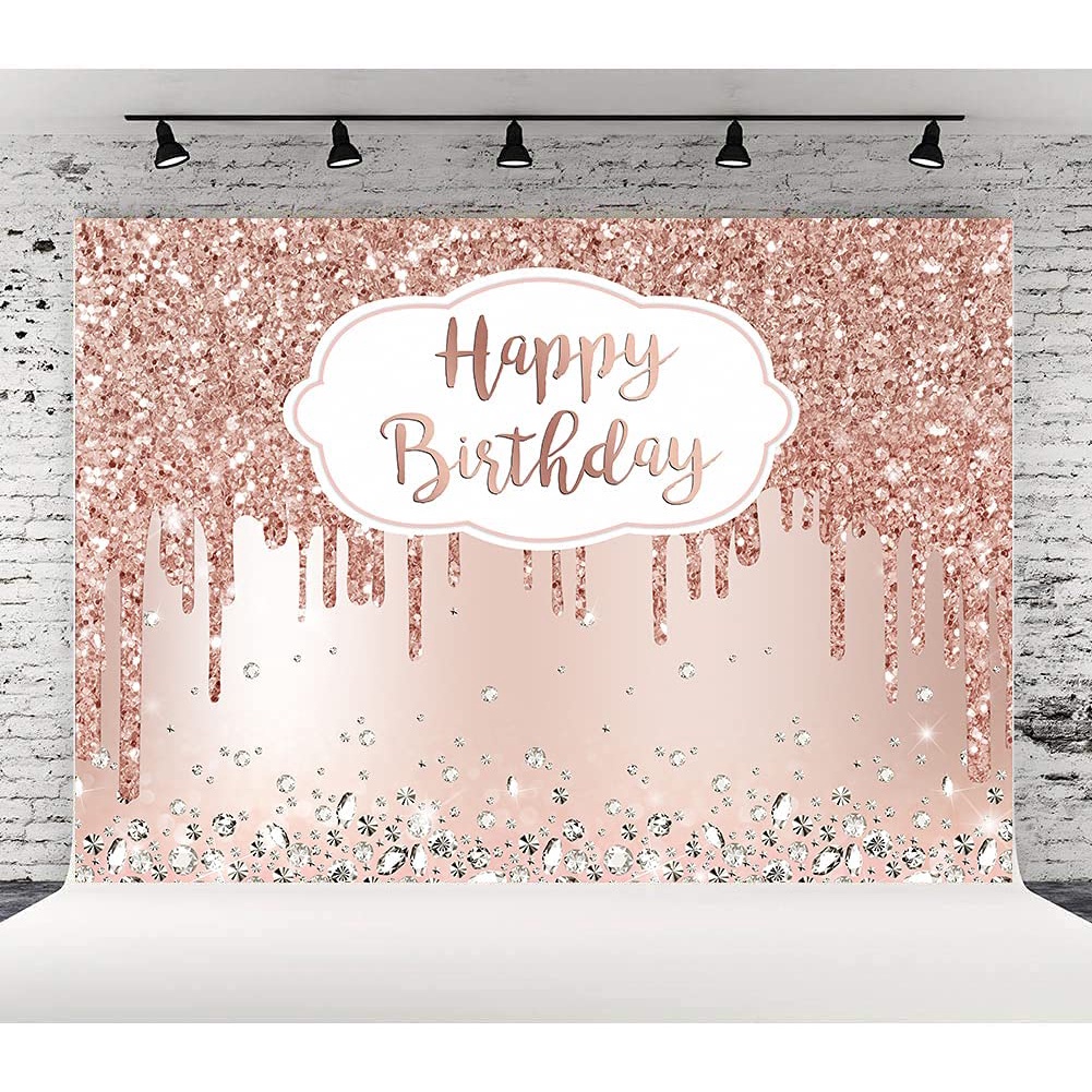 Pink Rose Golden Birthday Party Backdrop Glitter Diamonds Happy Birthday  Background Girls Sweet 16 18th 21th Birthday Party Decorations Cake Table  Banner Supplies | Shopee Malaysia