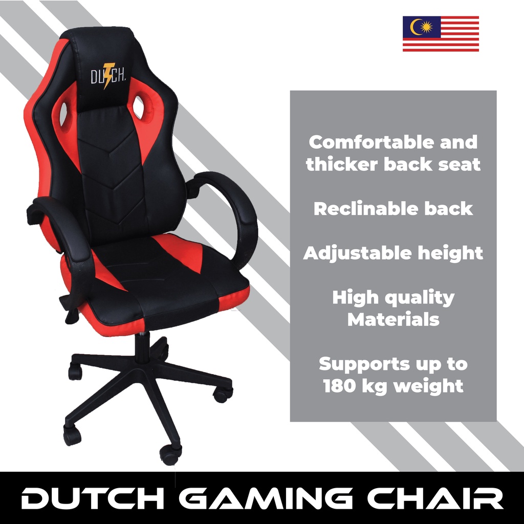 Gaming Chair Kerusi Gaming Office Chair Kerusi Pejabat Dutch Racing Style [Malaysia Seller Ready Stock]