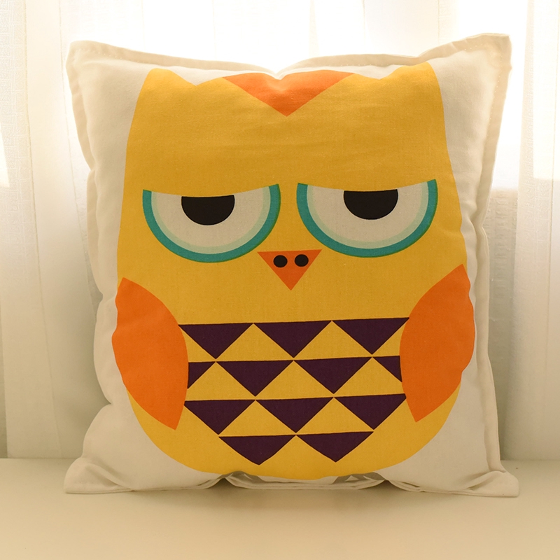 Children S Cotton Canvas Owl Pillow Baby Small Pillow Sofa Cushion