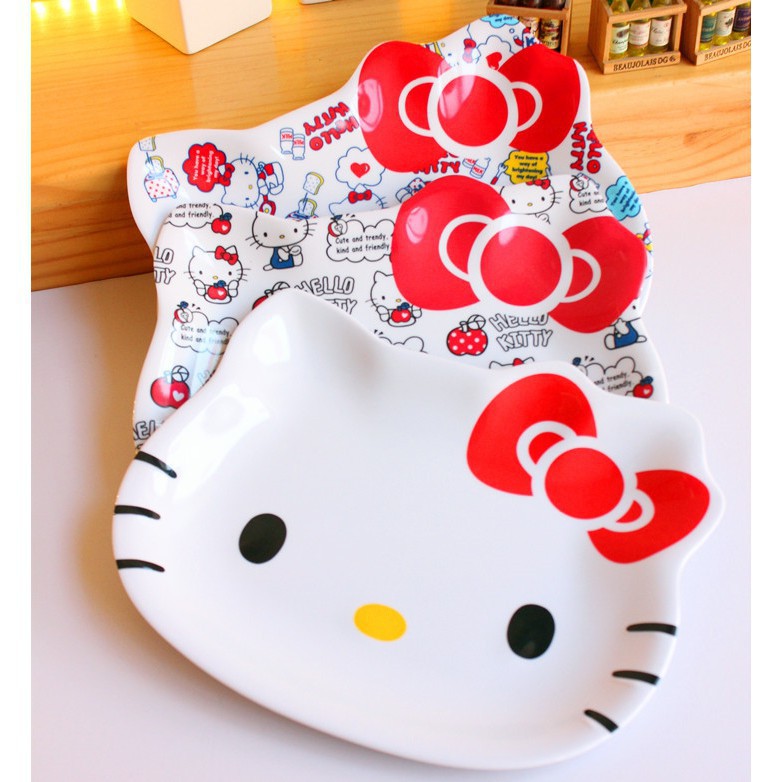 Hello Kitty Dinnerware Melamine Plate Cartoon Dish Candy Fruit Tray