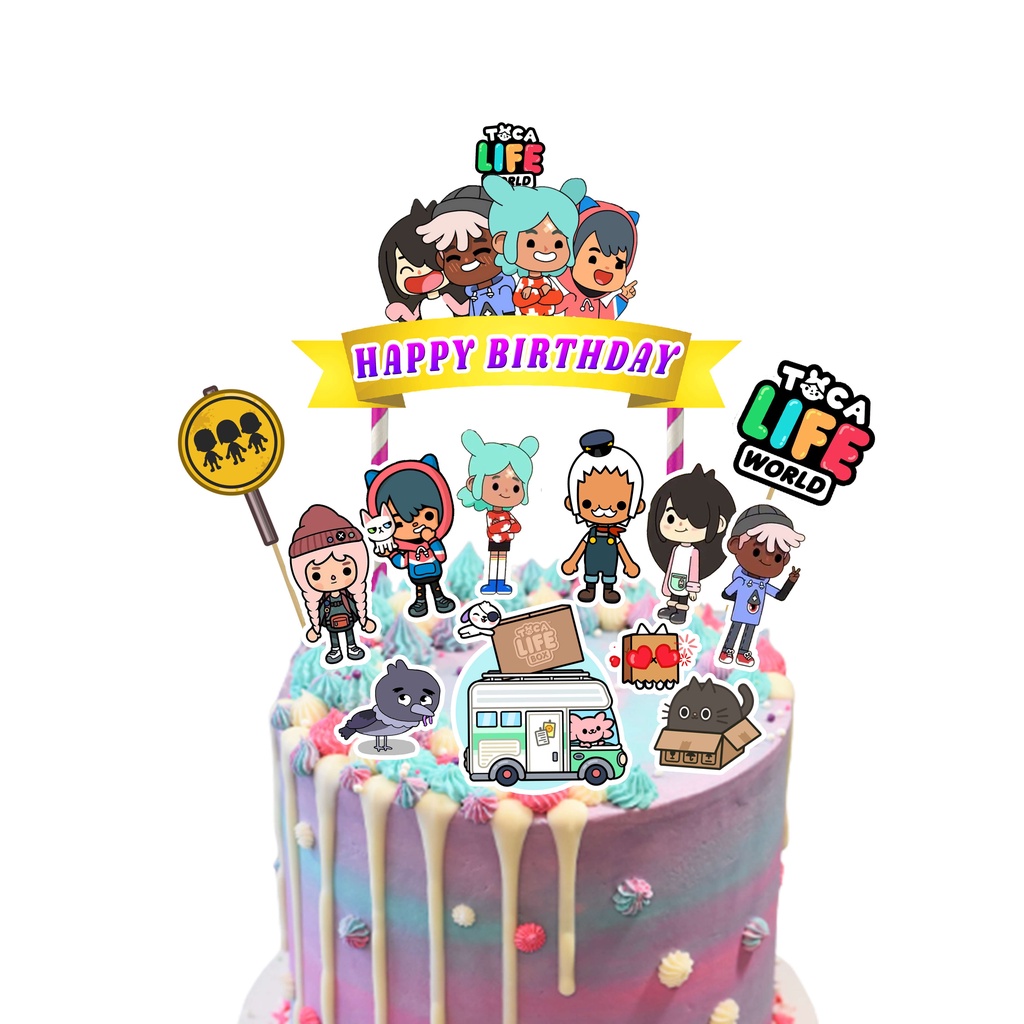 [CUSTOM NAME] Happy Birthday Cake Topper Toca Life World Toca Boca ...