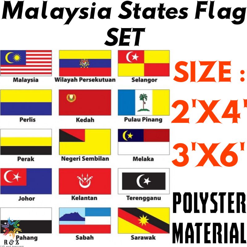 All Malaysia States Flag Set Bendera Malaysia Semua Negeri Set 15