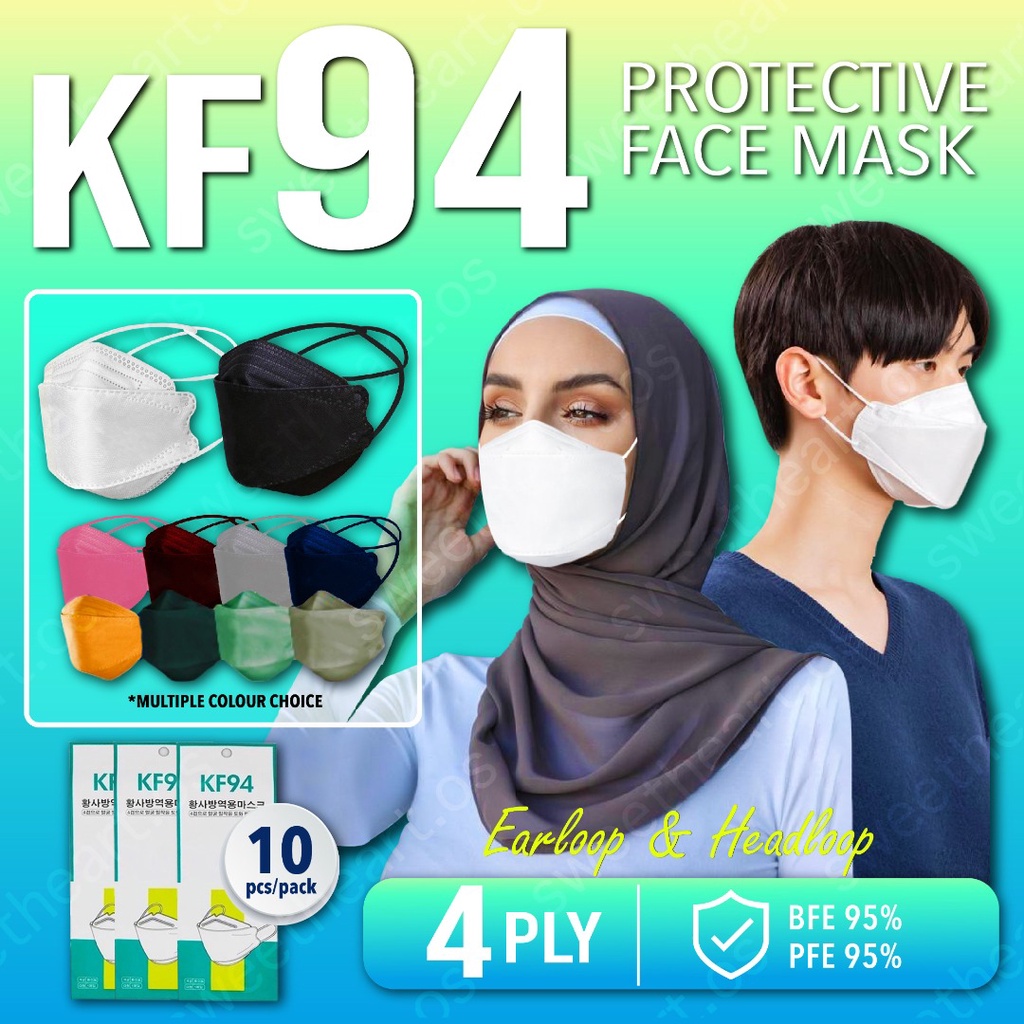 [READY STOCK] Face Mask kF94 Mask earloop non Medical 4 ply Mask hitam