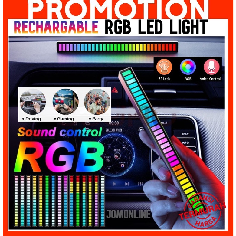 ~Ship From KL~ Rechargeable  RGB Lampu Musik LED Music Rhythm Light Bar Pickup Sound Control拾音灯 RGB light Sound Control