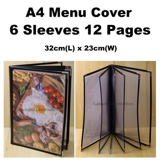 High Quality 6 Sleeves Six Pocket Sheet 12 Pages A4 Restaurant