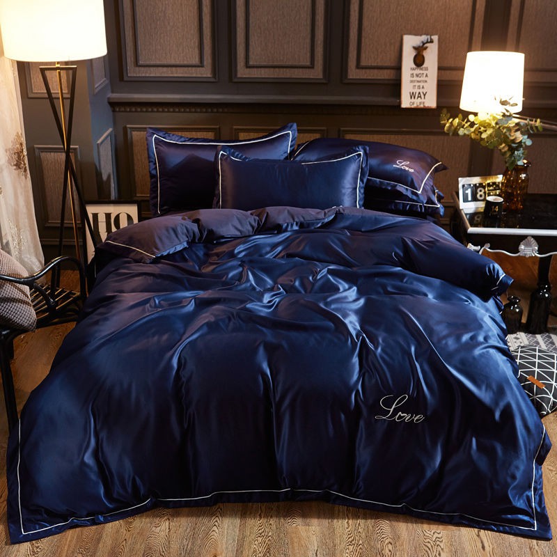 Washable Silk Bed Duvet Cover Set Tencel Ice Silk Quilt Cover