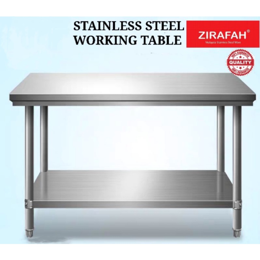 2 Tier Stainless Steel Kitchen Working Table Storage Rack Heavy Duty