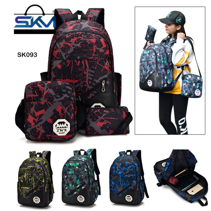 SKM Travel Backpack Bag 3 In 1 Bagpack Laptop Backpack Beg Galas Lelaki Beg Sekolah Begpack Lelaki SK093