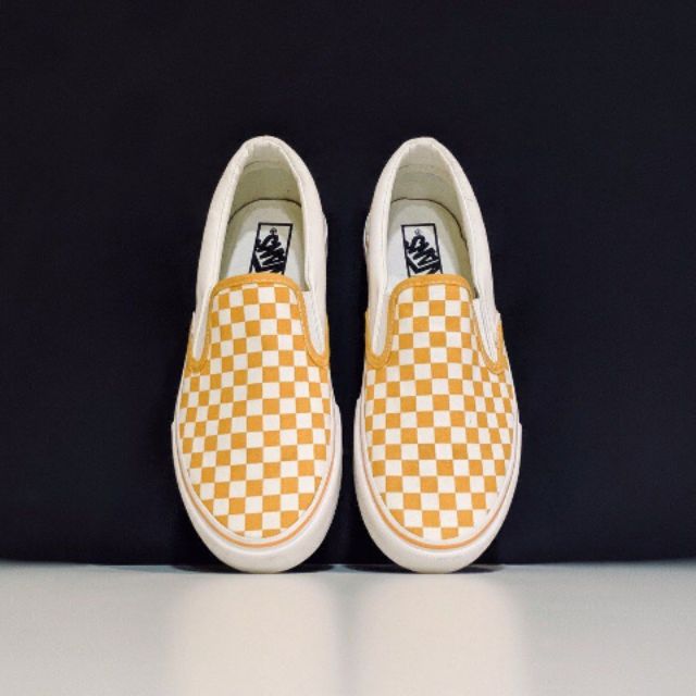 checkered yellow vans