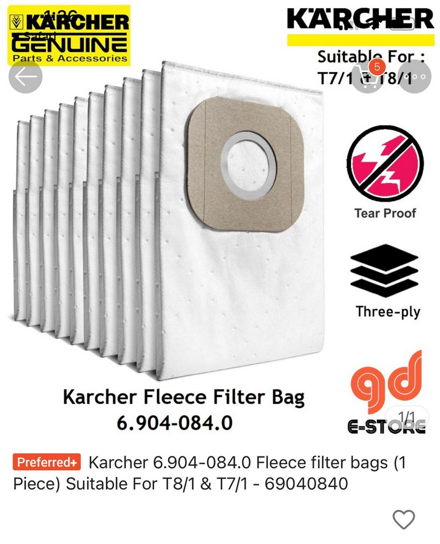 Karcher 6.904-084.0 Fleece filter bags (1 Piece) Suitable For T8/1  T7/1 -  69040840 | Shopee Malaysia