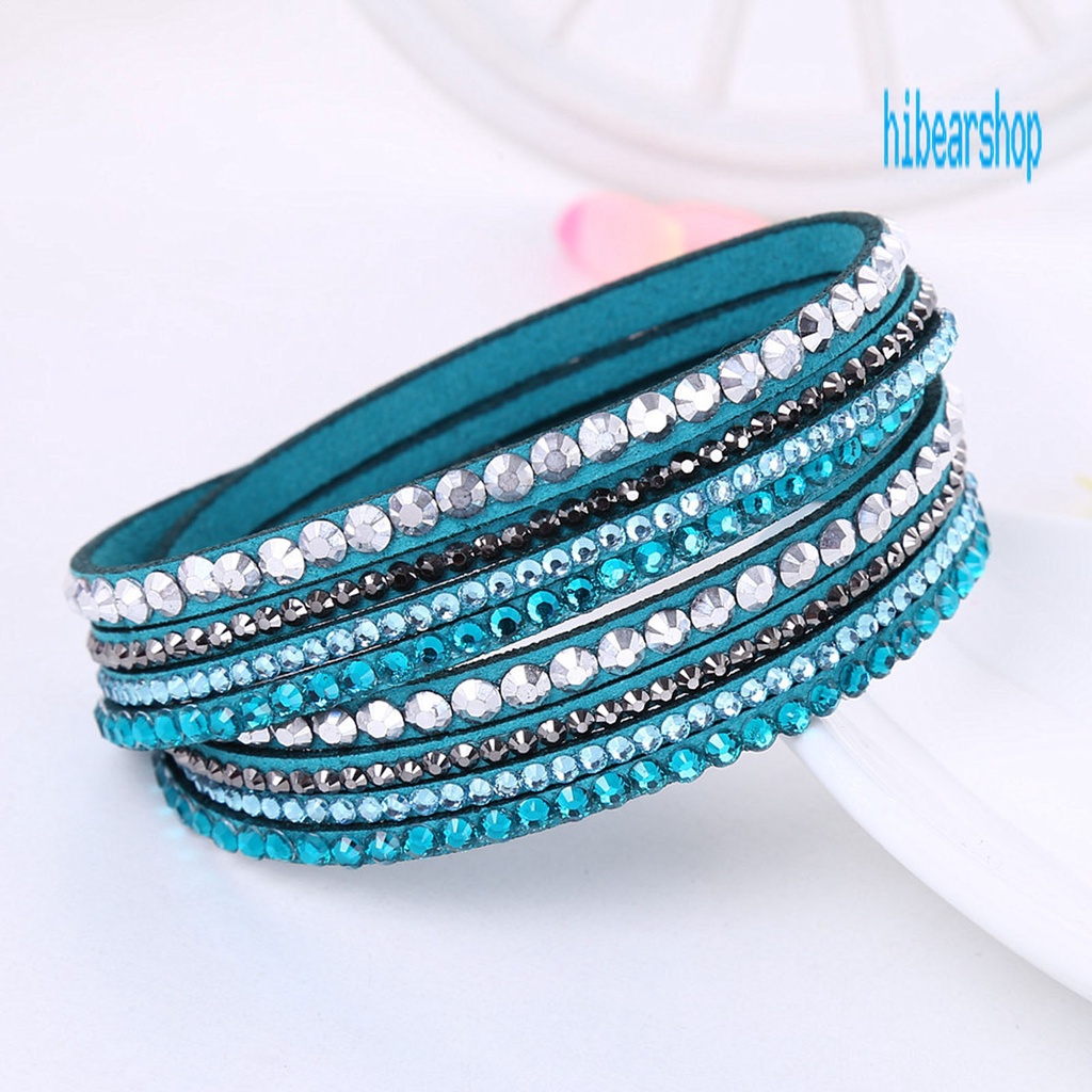 Hibear Women Bracelet Multi-layer Rhinestones Jewelry Exquisite Bohemian Bracelet for Beach