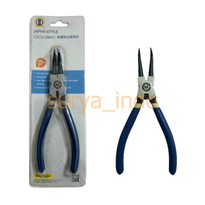 SNAP RING PLIERS 7" BEND CAP C-MART B0025-07 CIRCLIP PLIERS 175 MM