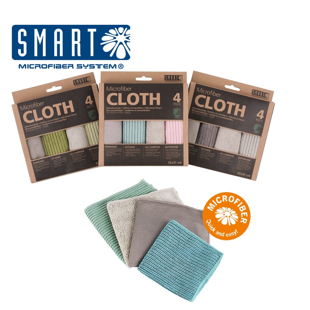 Smart Microfiber Cleaning Cloth 4-pack Kitchen Bathroom Cleaning All Purpose Removes Tough Stains