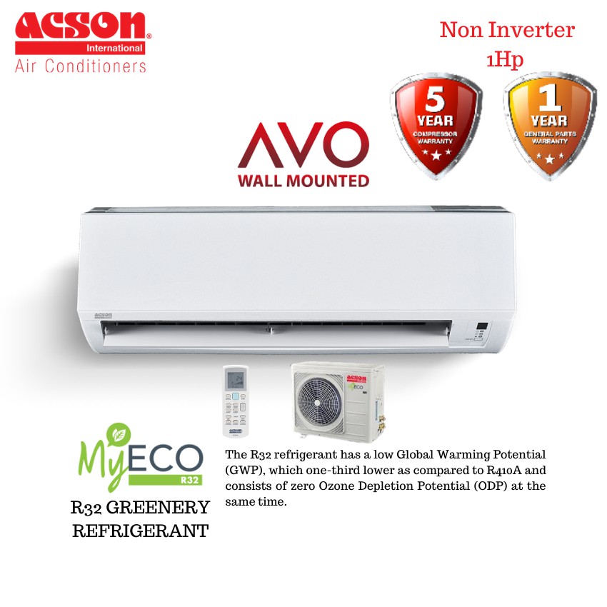 Acson Air Conditioner 1Hp AVO Wall Mounted Non Inverter My ECO R32