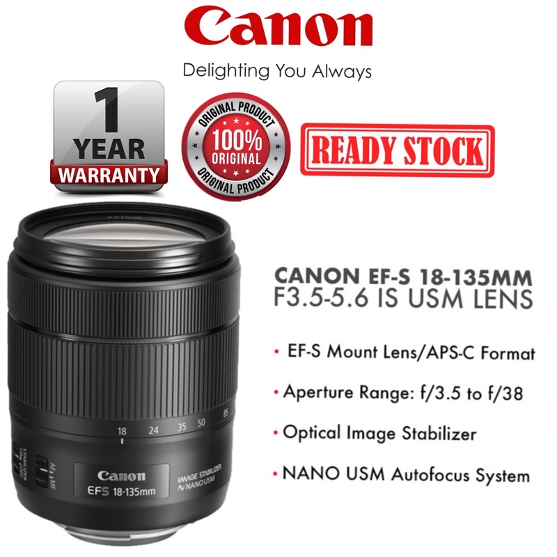 Canon 18-135mm IS F/3.5-5.6 IS USM LENS ORIGINAL ULTRASONIC USM WIDE ANGLE ZOOM LENS (1 YEARS WARRANTY) CANON 18-135MM