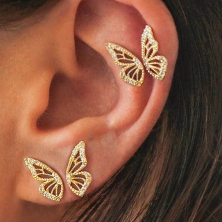 Chic Women Jewelry Fashion Ear Studs Steel titanium Frosted Butterfly Earrings 