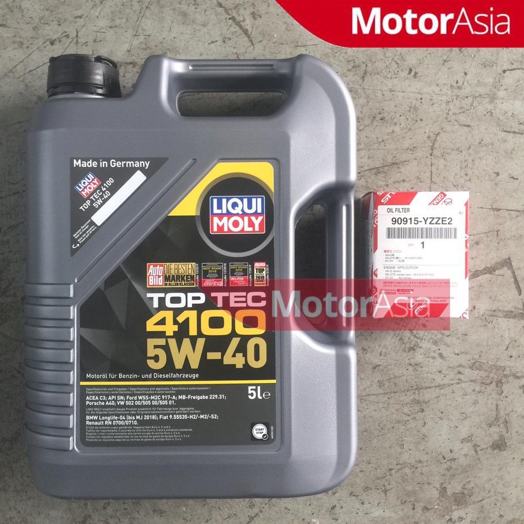 Liqui Moly Engine Oil Top Tec 4100 5W-40 5Liter + Oil Filter (Vellfire ...