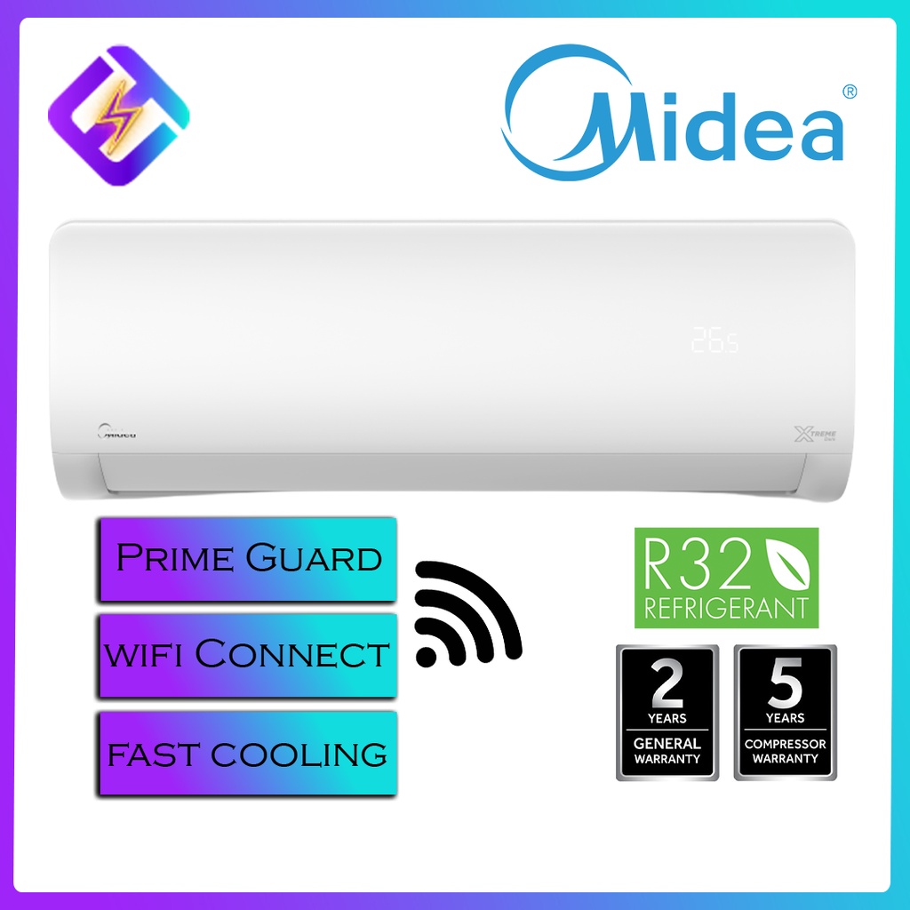 Midea Non-Inverter 1.0/1.5/2.0/2.5HP Xtreme Dura R32 Air Conditioner