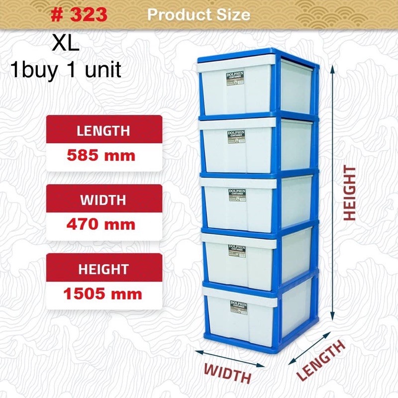 XXL 363/L5 DOLPHIN DRAWER 5 TIER/ Storage Drawers