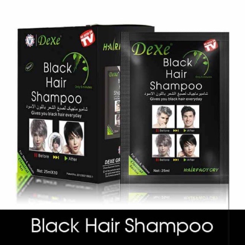 WEST MALAYSIA] & [EAST MALAYSIA] DEXE Color Black Hair Shampoo (10sachet x 25ml) Malaysia  Ready Stock 100%