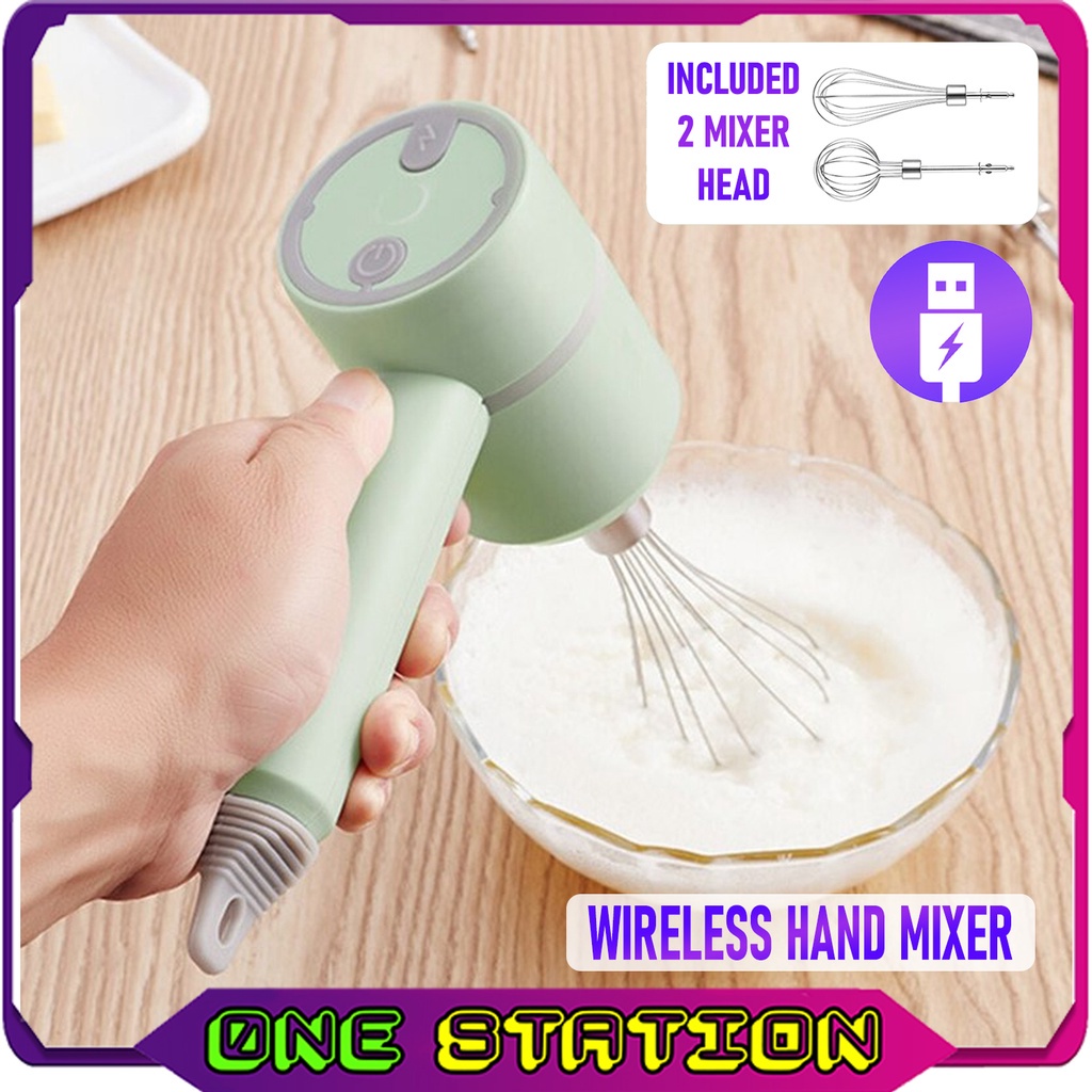 Wireless Electric Hand Mixer Egg Beater Whisk Flour Mixer Mesin Pengadun Tepung Telur 3 Speed Handheld Whisk 电动搅拌器打蛋器