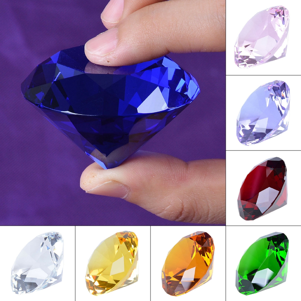 50mm Crystal Paperweight Glass Art Large Giant Diamond Decor Centerpiece Gifts Multiple Colour