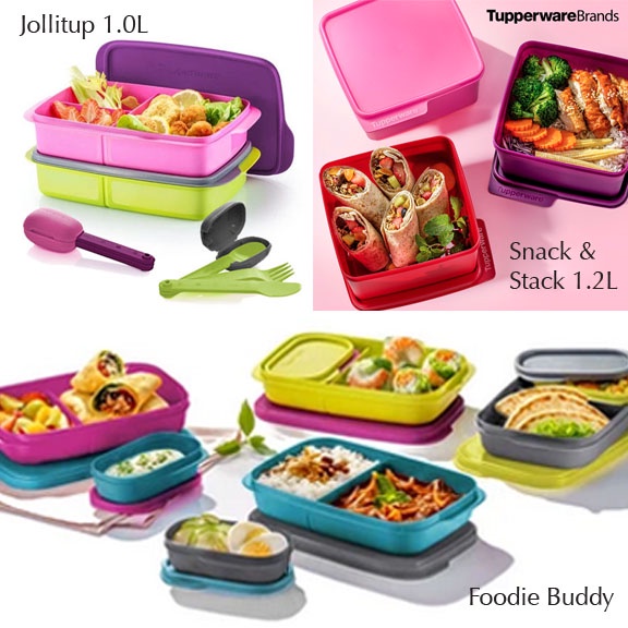 Tupperware Foodie Buddy 560ml - (2PCS/4PCS) / Snack & Stack 1.2L - (3PCS) / Jollitup 1.0L with OTG Cutlery Set