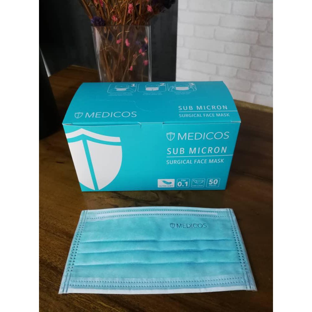 [ULTRA SOFT] Medicos 3Ply ASTM Level 2 Surgical Face Mask 50Pcs - Sea Blue