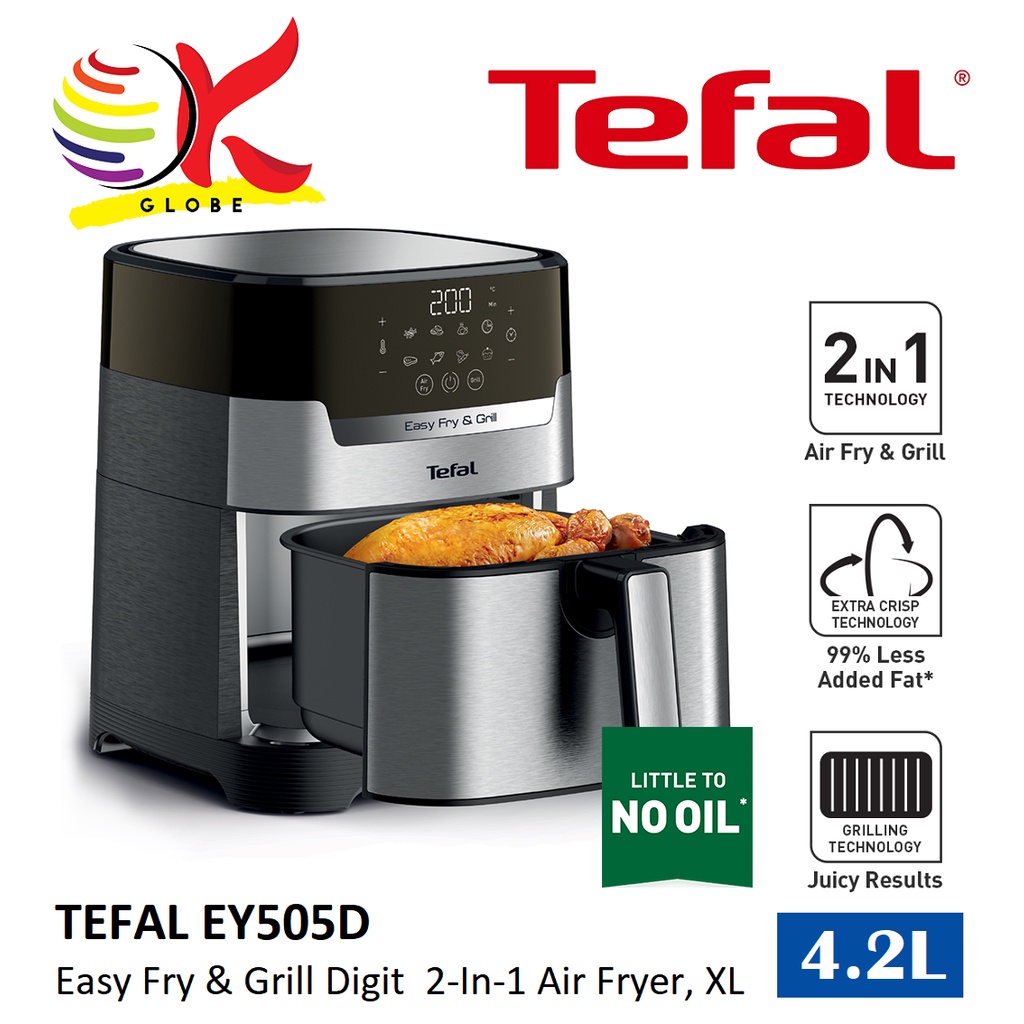 TEFAL EY505D 4.2L XL 2-IN-1 EASY FRY & GRILL DIGIT HEALTHY AIR FRYER ...