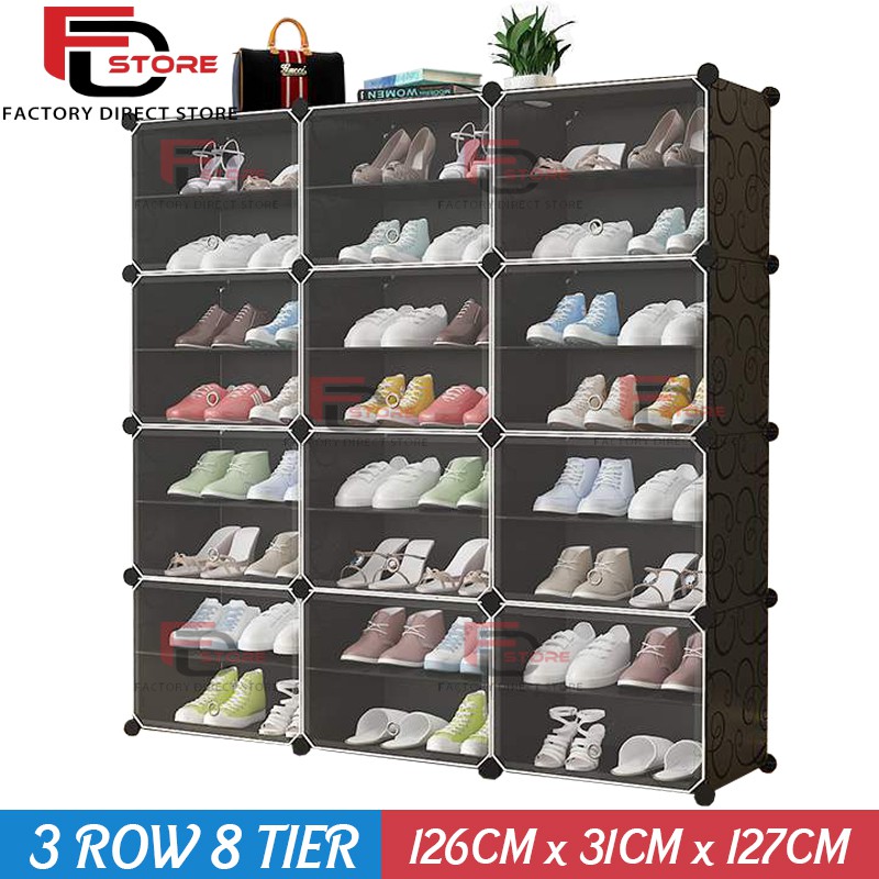 Fds New Transparent Door Diy Plastic Shoe Storage Plastic Shoe Rack Cabinet Shopee Malaysia