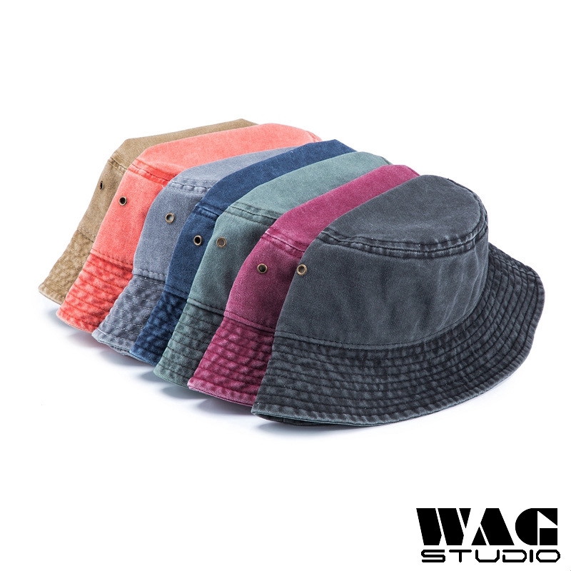 washed denim bucket hat