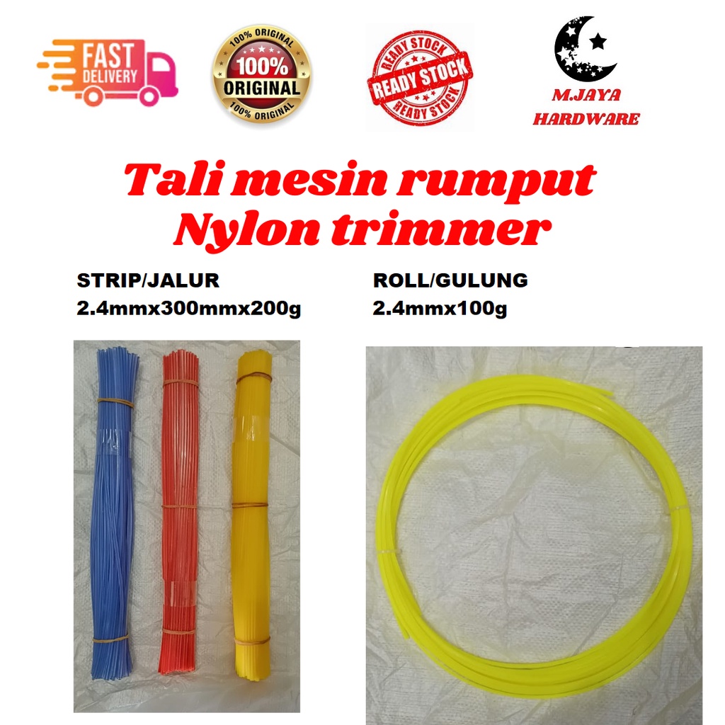 2.4mm Tali Mesin Rumput Tali Potong Rumput Nylon Grass Cutting Grass Trimmer Square Cut Line Grass Cutter Trimmer Line