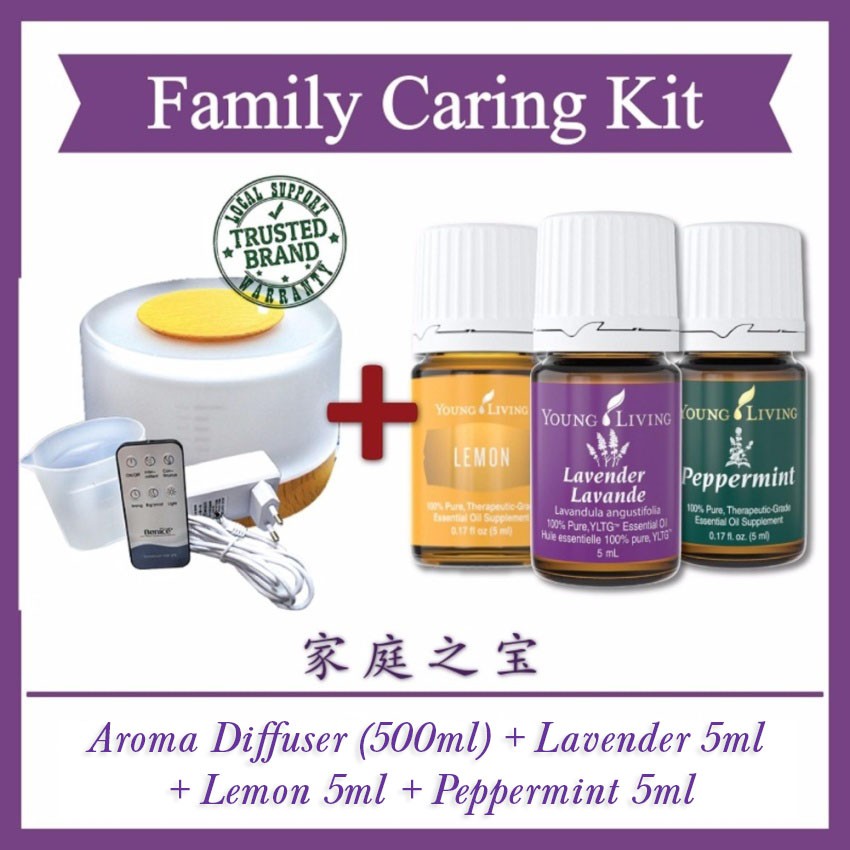 FAMILY CARING KIT Aroma Diffuser + Young Living Lavender ...