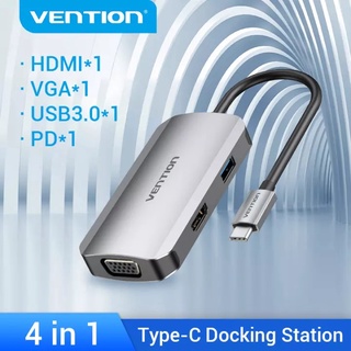 Vention 4 In 1 USB C HUB Type C to USB 3.0 4K HDMI VGA PD HUB Thunderbolt 3 for Nintendo Switch iPad Pro Samsung Galaxy