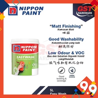 Nippon Paint Easy Wash 5L White Paint (Off White Colour) Painting Wall ...