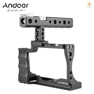 Spot E&T Andoer Camera Cage + Top Handle Kit Aluminum Alloy with Cold Shoe Mount Compatible with Canon EOS M50 DSLR Camera