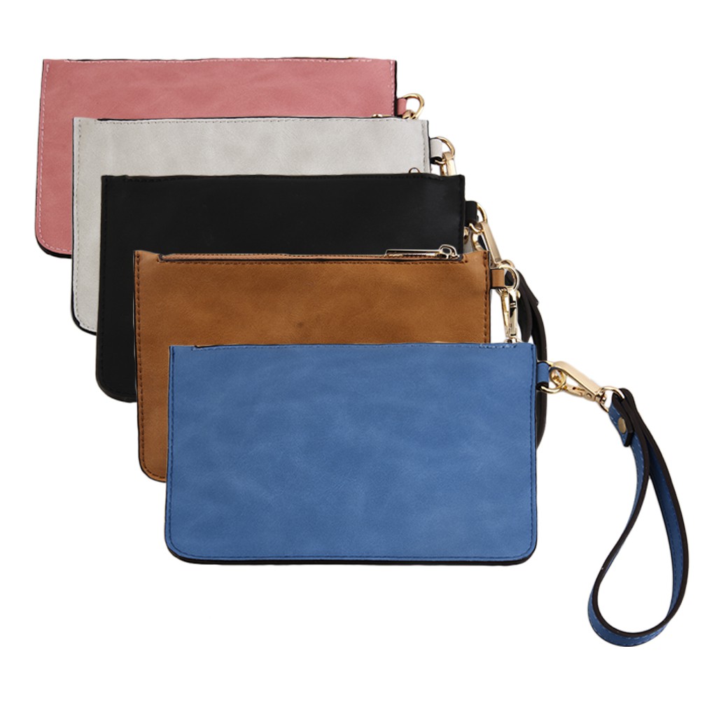 Easy way PU Leather Wristlet Clutch Pouch Bag Purse Zip Wallet purses | Shopee Malaysia