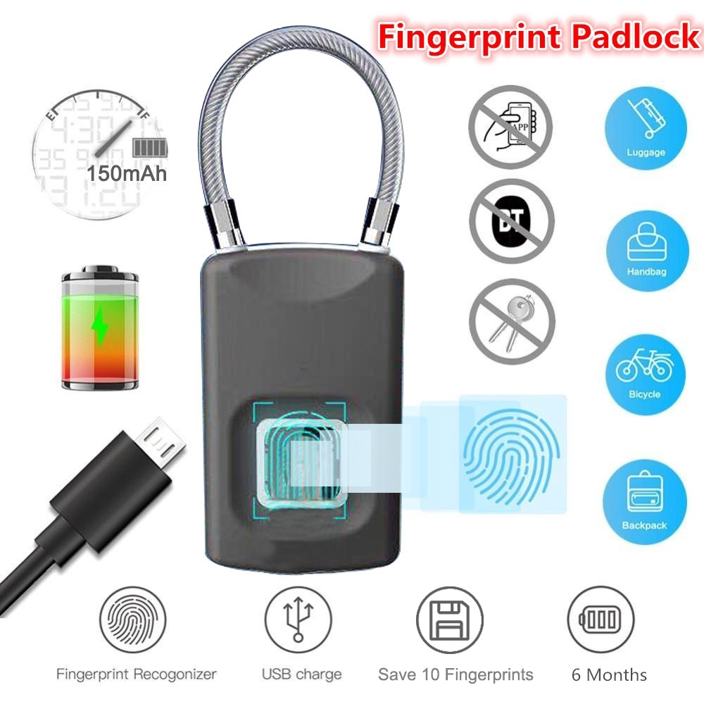 Fingerprint Padlock Smart Bluetooth Locker Lock Waterproof