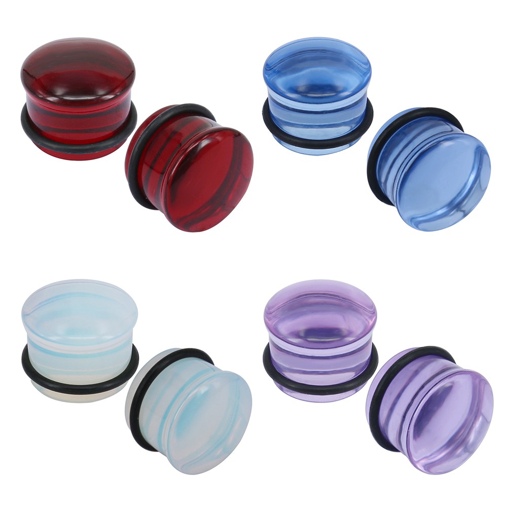 Pierced Art Trends 6 Pairs Mixed Stone Single Flare Ear Plugs Gauges Tunnels Expander with Silicone O-Ring 