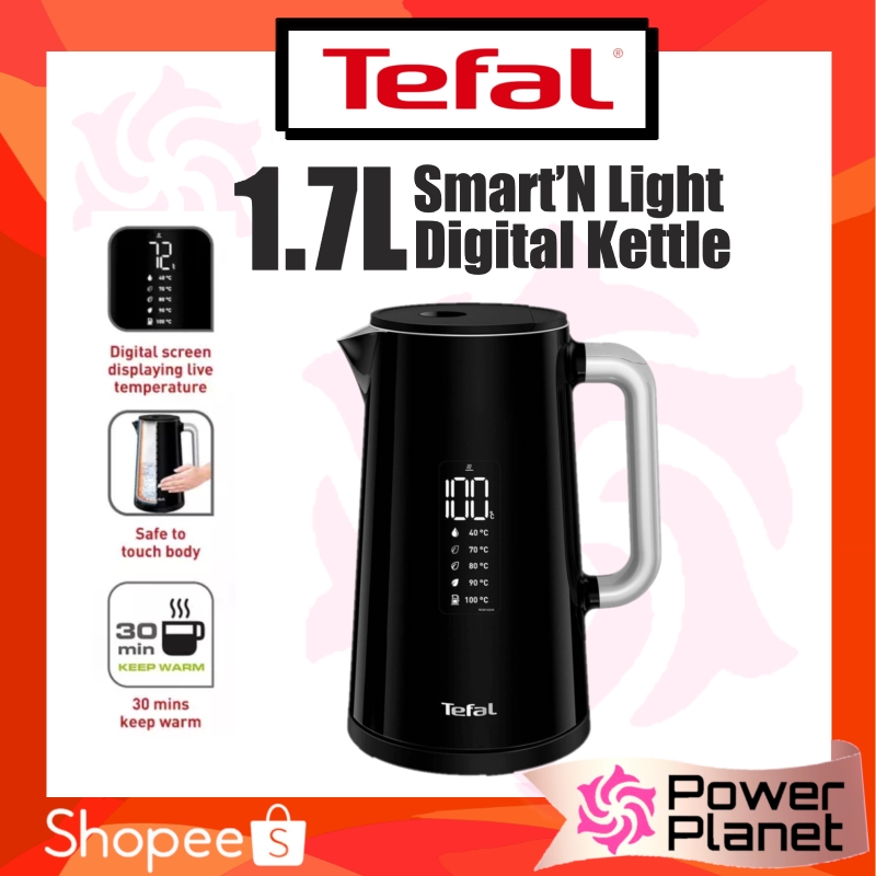 Tefal Digital Kettle 1.7L KO8508 Smart’N Light with Cool Touch and LED ...