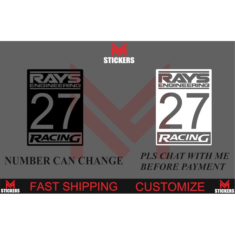 RAYS RACING CAR STICKER (NUMBER CAN CUSTOMIZE) Shopee Malaysia
