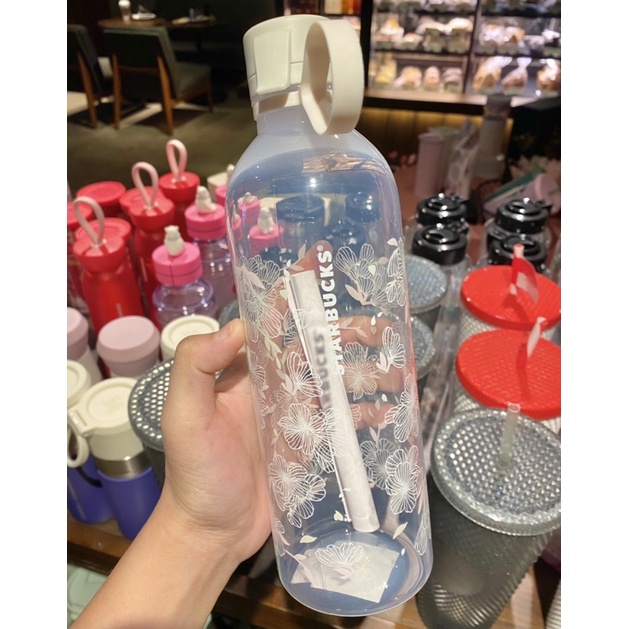 Starbucks Tumbler Reusable Bottle White Cherry Blossom 24oz
