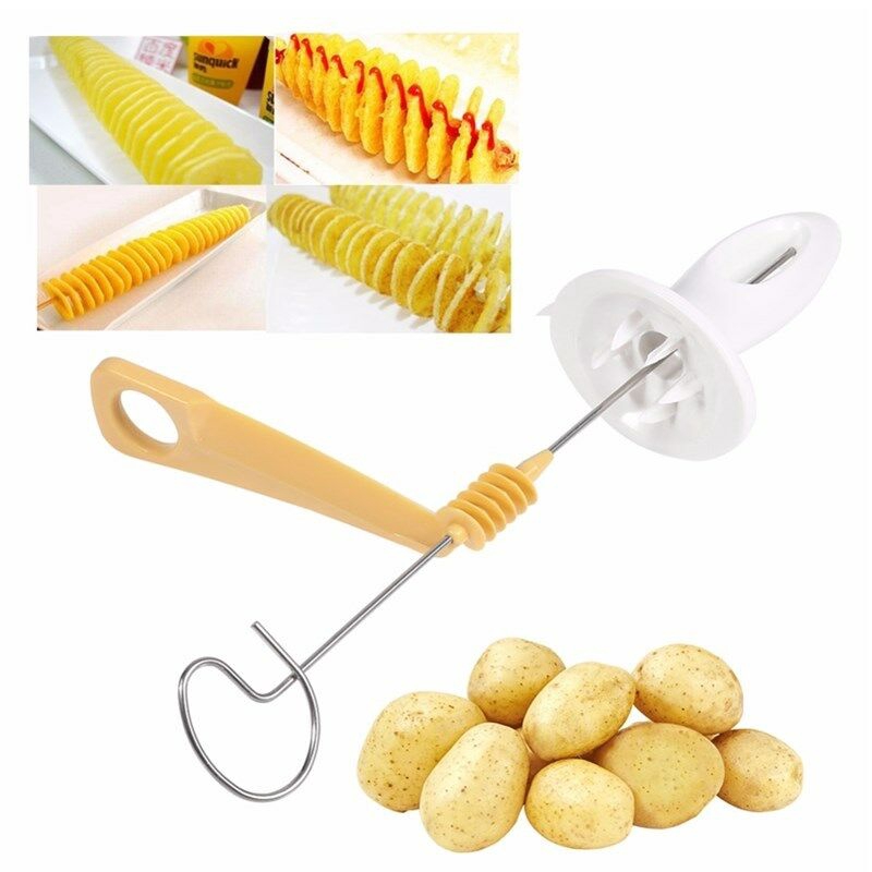 4Pcs Potato Twister Tornado Slicer Manual Cutter Spiral Chips Kitchen Tool New