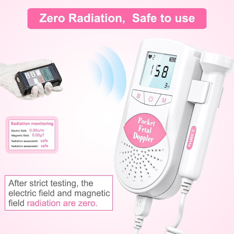 Fetal Doppler Ultrasound Baby Heartbeat Detector Home Pregnant Doppler Baby  Heart Rate Monitor Pocket Doppler 2.5MHz