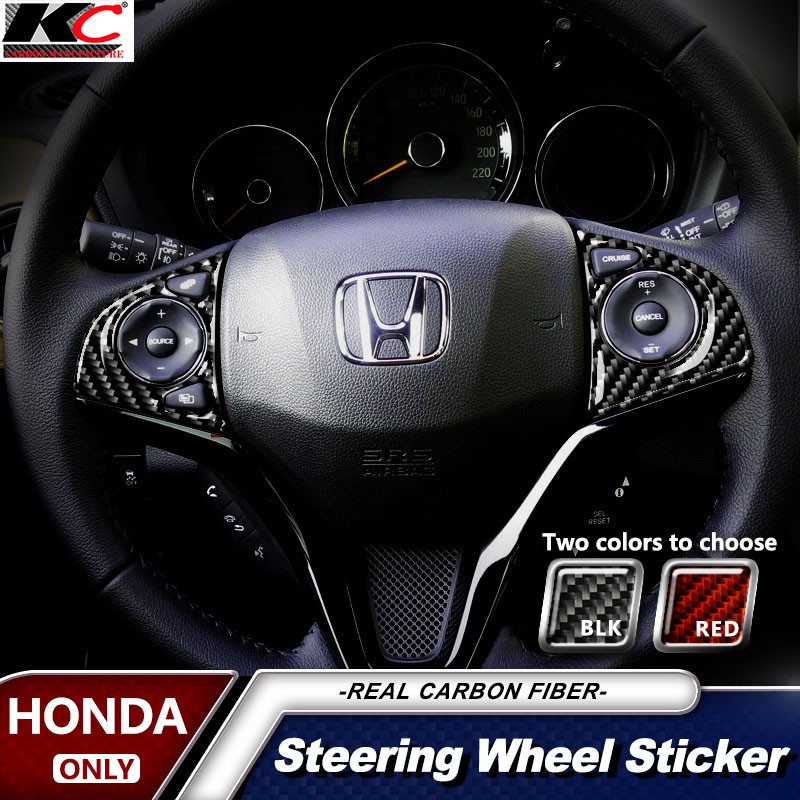Car Carbon Fiber HONDA FIT CRV HRV steering wheel buttons stickers 